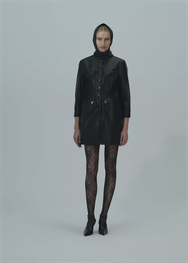 PF25 LEATHER 03 COAT BLACK