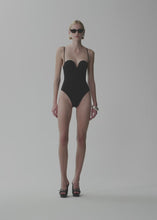 Load and play video in Gallery viewer, Retro bustier swimsuit in black
