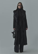 Load and play video in Gallery viewer, Longline shearling coat in black
