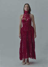 Load and play video in Gallery viewer, Crochet bustier midi dress in red
