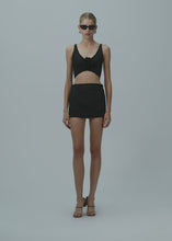 Load and play video in Gallery viewer, Draped mini swim skirt in black
