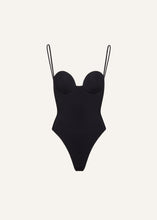 Load image into Gallery viewer, Retro bustier swimsuit in black
